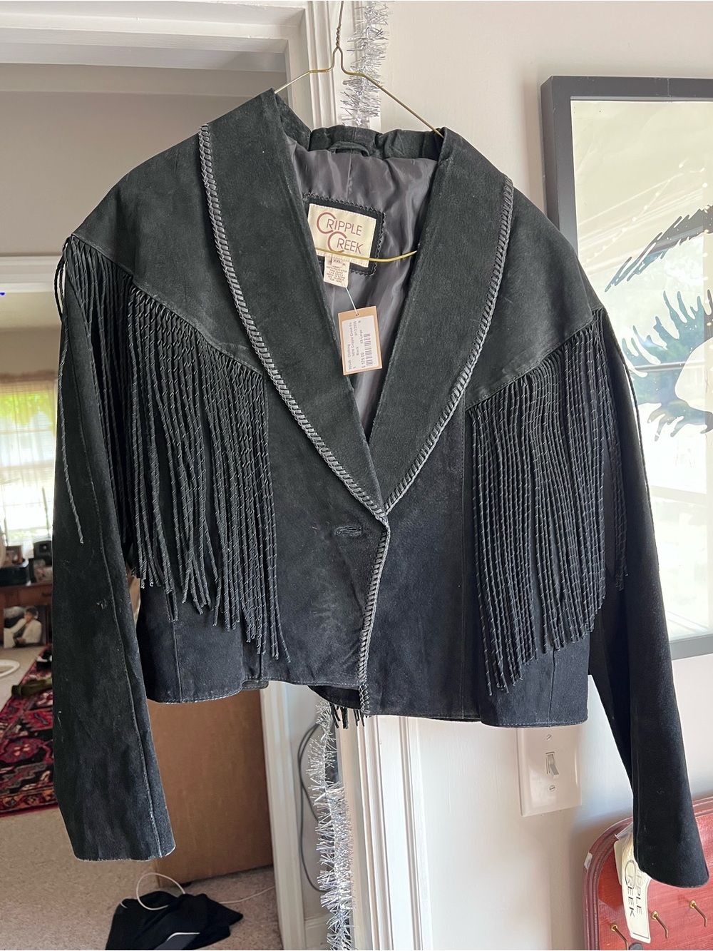 Cripple Creek Black Suede Fringe Jacket